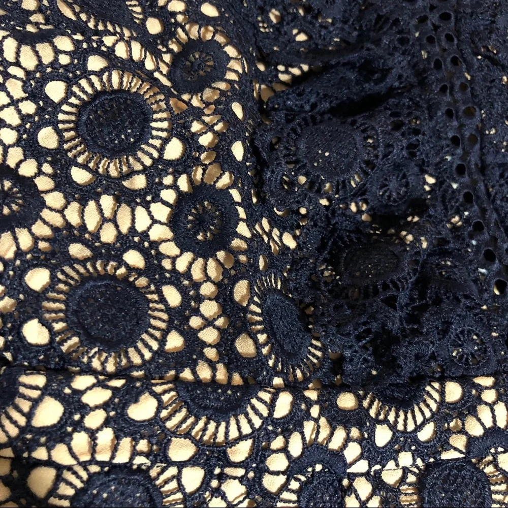 J.O.A. Ruffle & Lace Dress Open-Back Navy Blue Size L NWT